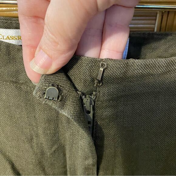 Talbots Green Chinos Relaxed Fit Lightweight 100% Irish linen size 16W - Picture 9 of 16